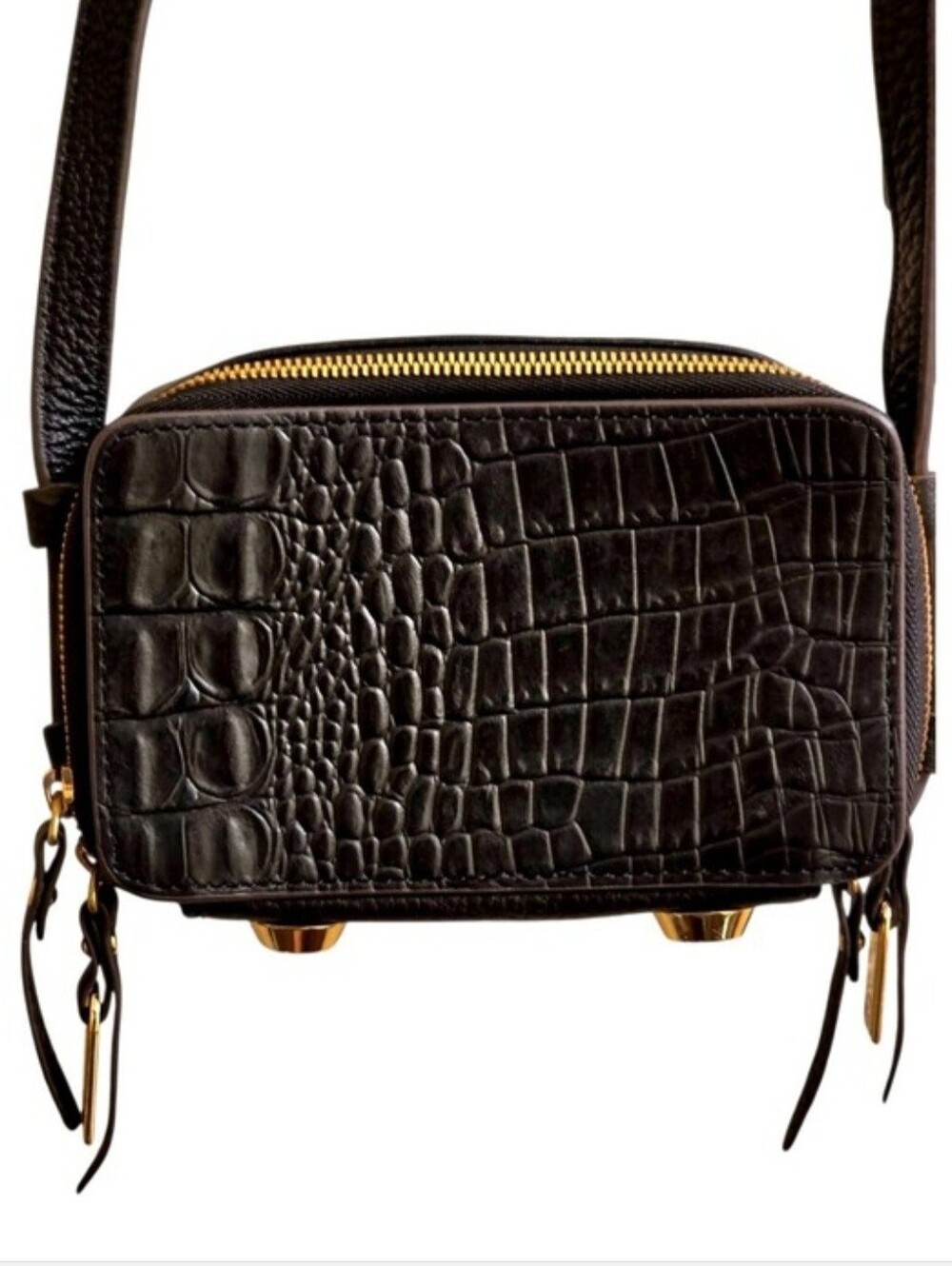GILI “Got It Love It” Crocodile Embossed Leather Texture Black Crossbody Bag
